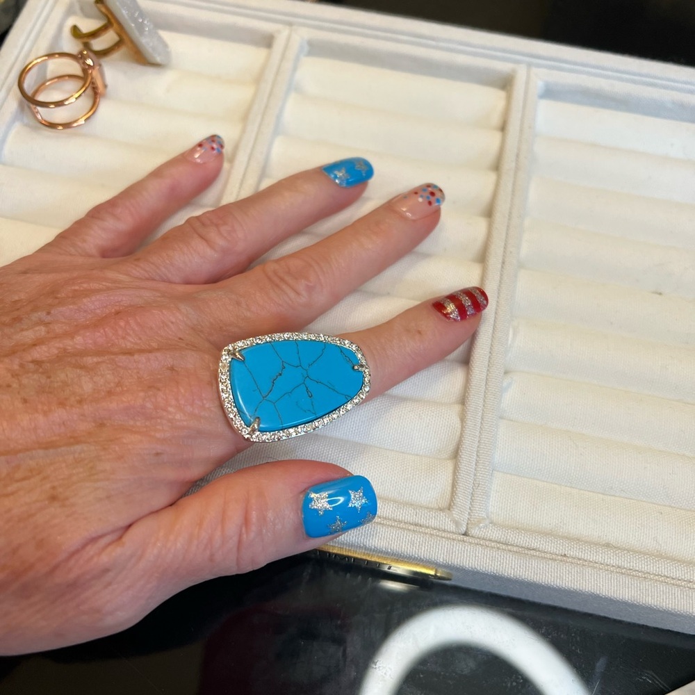 Turquoise Silver Statement Ring - Picture 3 of 4